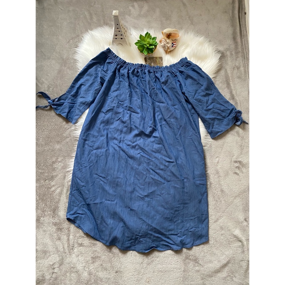 Love J Chambray off the shoulder dress sz M